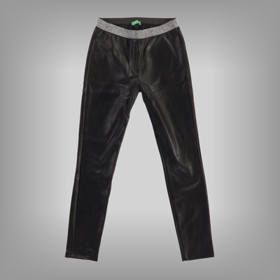 Benetton bőrhatású fekete nadrág